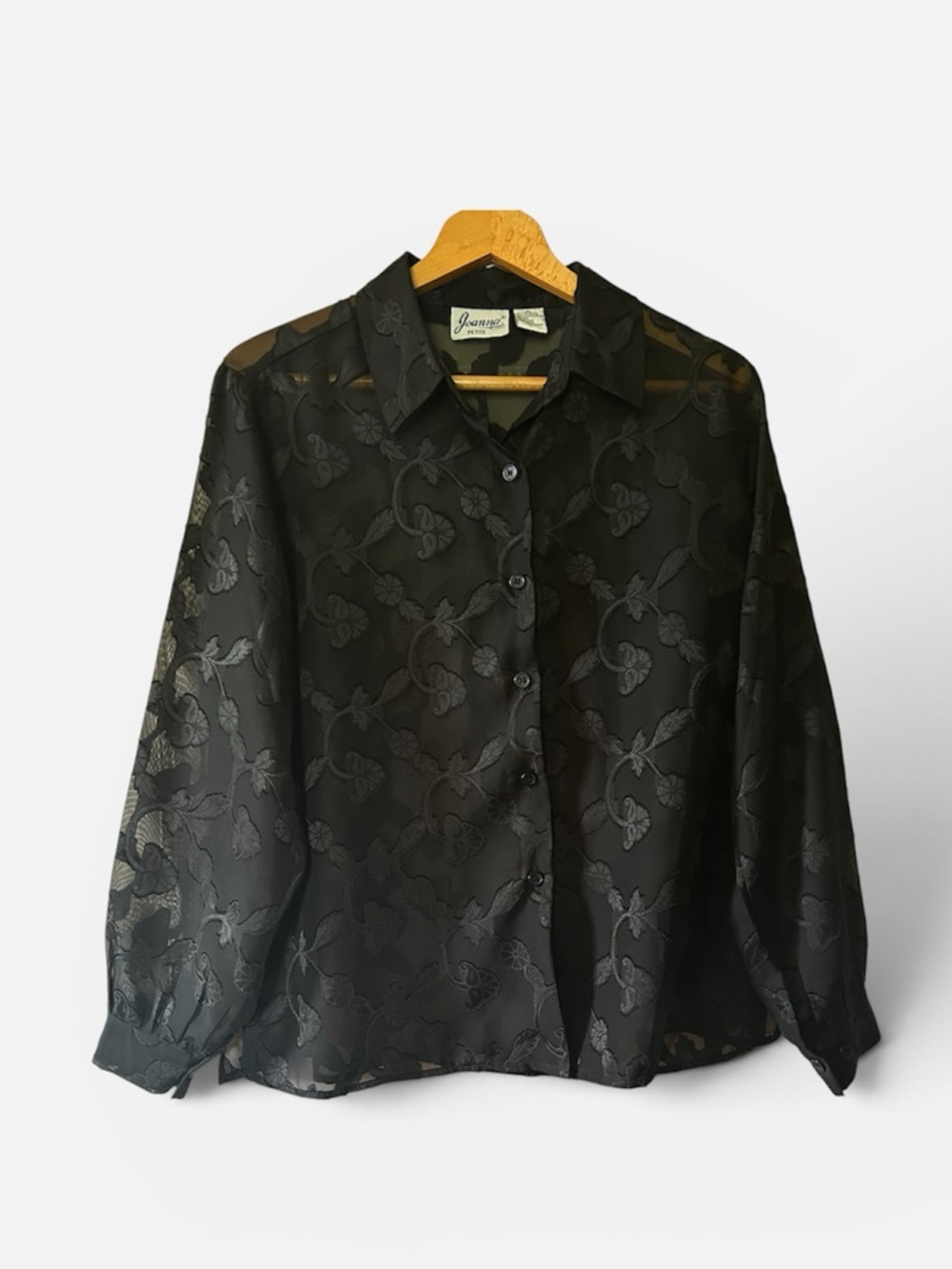 Whimsigoth Sheer Floral Blouse | 90s Vintage Burnout Top